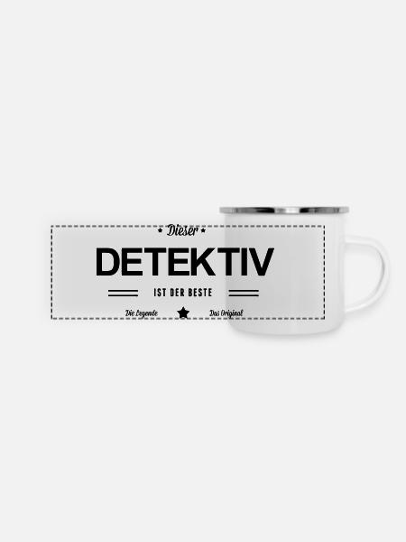 Bester Detektiv - Panorama Emaille-Tasse - Weiß
