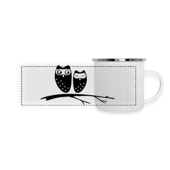Owl couple in love - Panoramic Camper Mug - white - Front