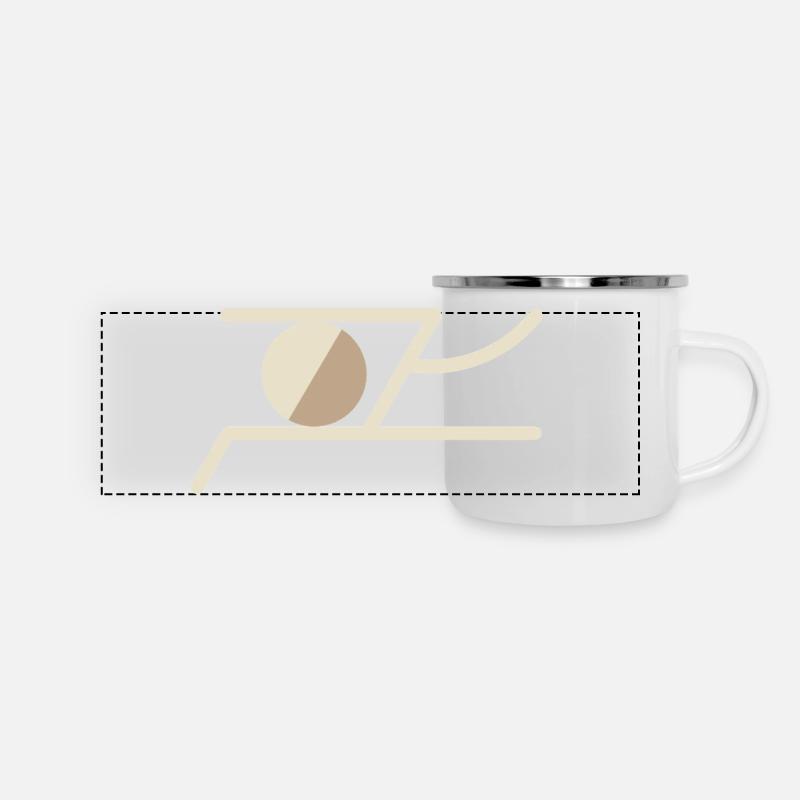Abstract Symbol in Warm Earth Tones – Geometric - Panoramic Camper Mug - white