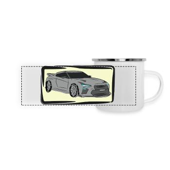 Sportwagen Neon Silhouette - Panorama Emaille-Tasse - Weiß - Vorne
