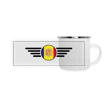 Andorra Stil Design T-Shirt - Panorama Emaille-Tasse - Weiß - Vorne