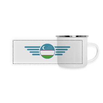 J’aime l’Ouzbékistan, T-shirt design de style élégance - Mug panoramique émaillé - blanc - Devant