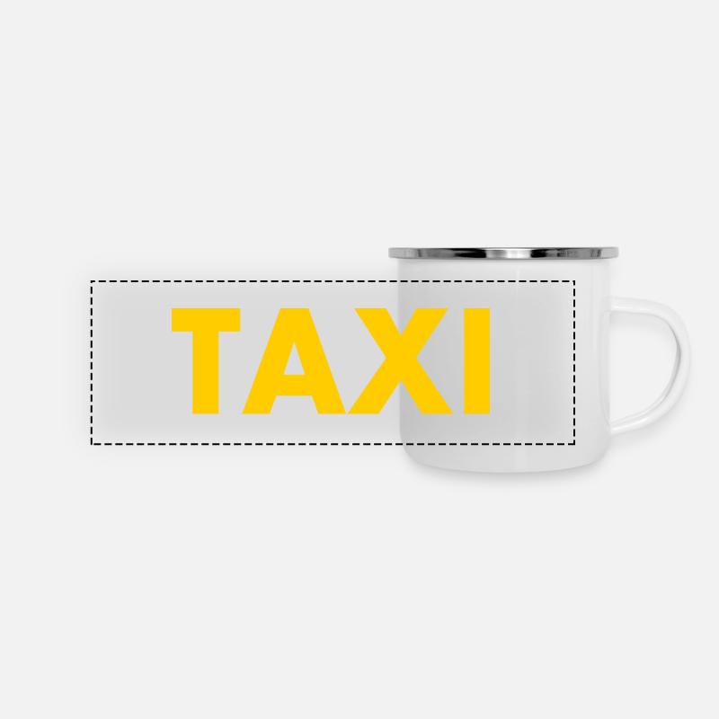 Taxi - Panorama Emaille-Tasse - Weiß