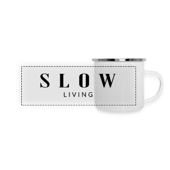 Slow Living - Panorama Emaille-Tasse - Weiß - Vorne