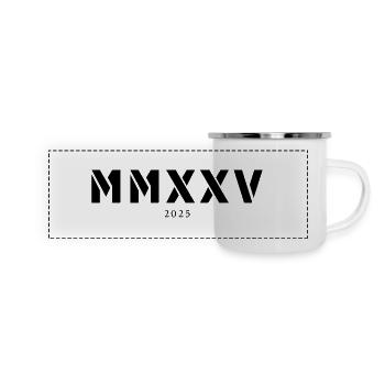 Römische Zahl Geburtsjahr Made in 2025 - Panorama Emaille-Tasse - Weiß - Vorne