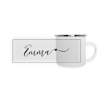 Emma Name Vorname Dekorativ - Panorama Emaille-Tasse - Weiß - Vorne
