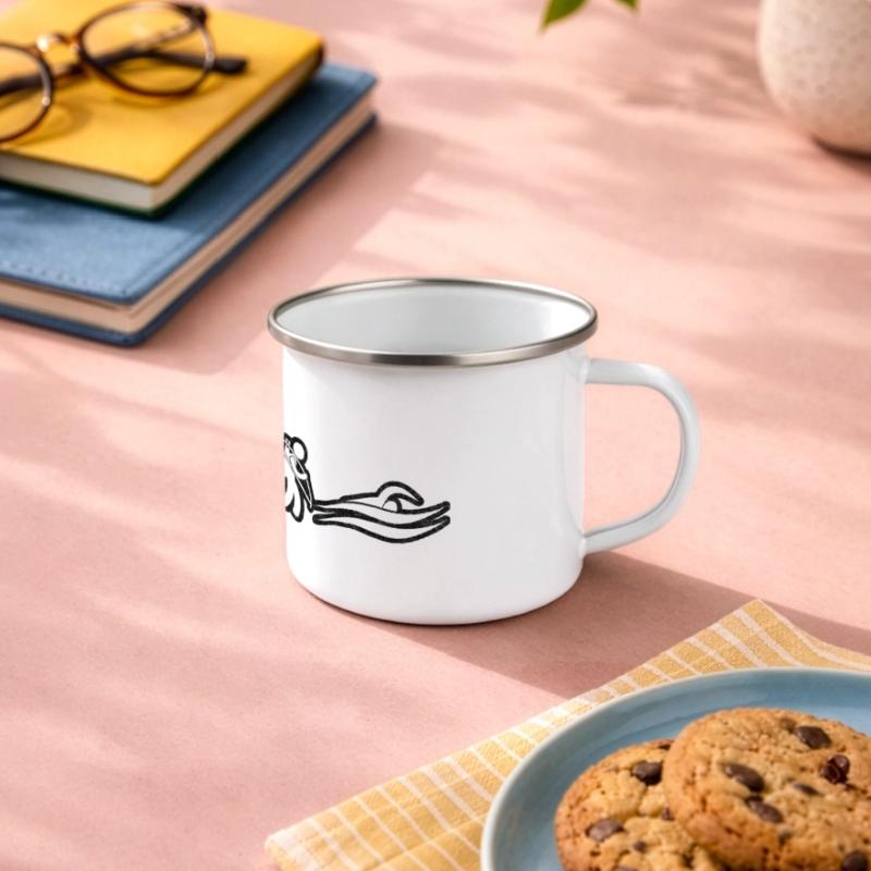 Evolution Swim White Grunge Panorama Emaille-Tasse