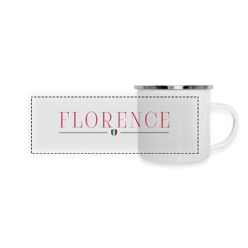 Florenz, Italien Stil Design T-Shirt - Panorama Emaille-Tasse - Weiß - Vorne