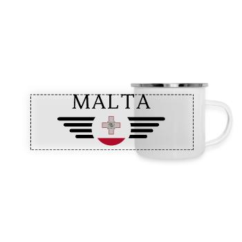 Malta Stil T-Shirt - Panorama Emaille-Tasse - Weiß - Vorne
