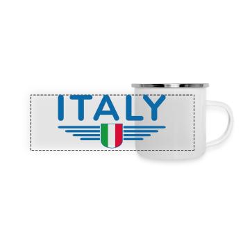 Rom Italien Fan Design T Shirt Outfit - Panorama Emaille-Tasse - Weiß - Vorne