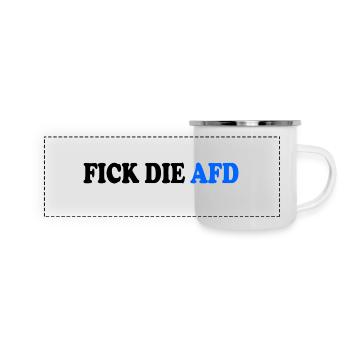 Fick die afd - Panorama Emaille-Tasse - Weiß - Vorne