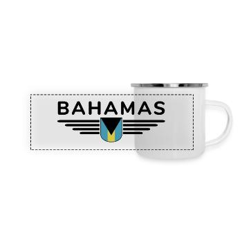 Bahamas Fans: Tropisches Design - Panorama Emaille-Tasse - Weiß - Vorne