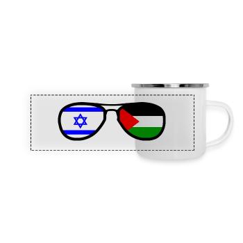 Free Palestine Israel peace - Mug panoramique émaillé - blanc - Devant