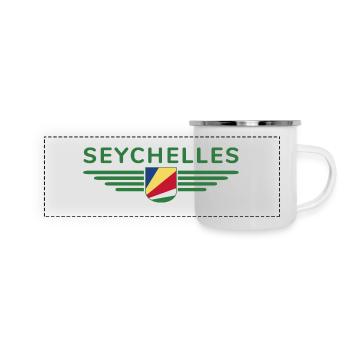 Fans des Seychelles : des t-shirts pour rêver sur l’île - Mug panoramique émaillé - blanc - Devant