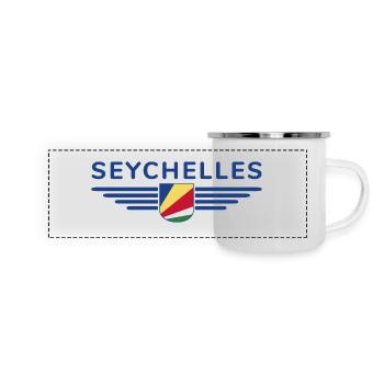 Fans des Seychelles : des t-shirts pour rêver sur l’île - Mug panoramique émaillé - blanc - Devant