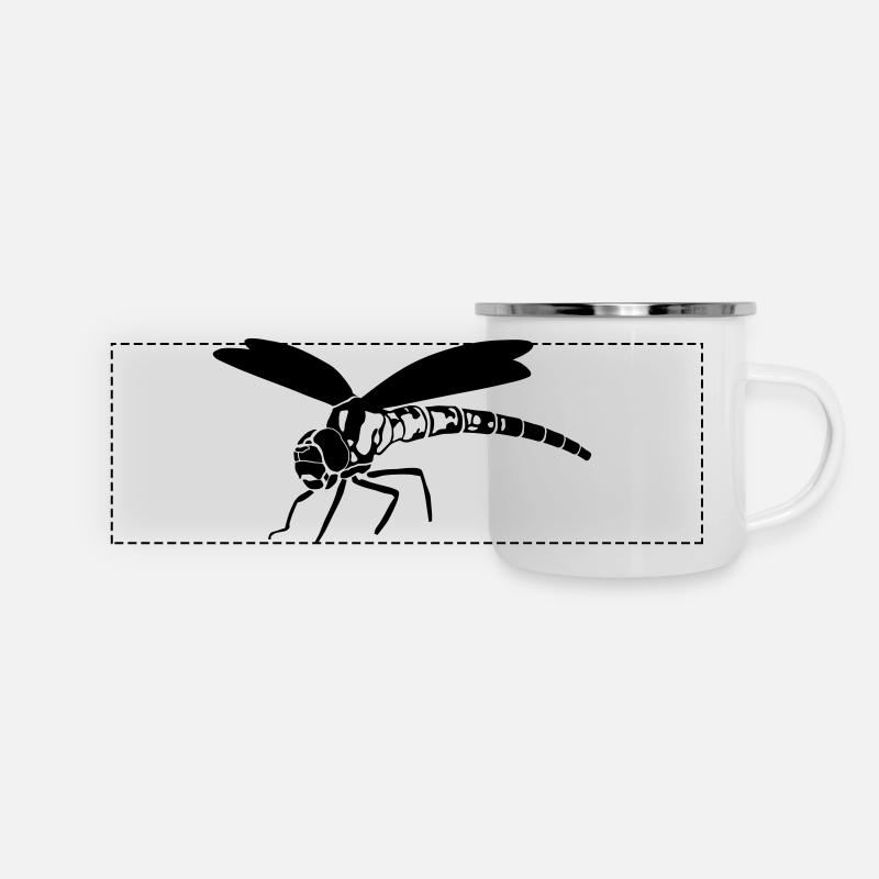 libellule - Mug panoramique émaillé - blanc