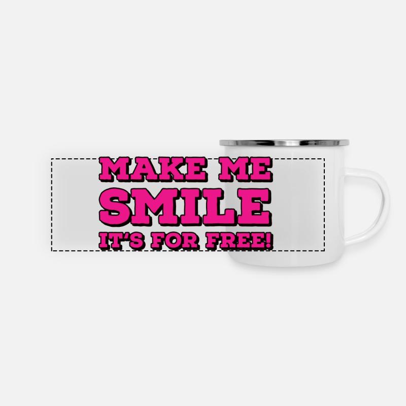 Make me smile it's for free - Panoramic Camper Mug - white