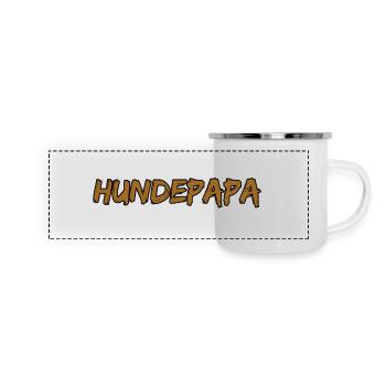 Hundepapa Brush Design Hundeliebhaber - Panorama Emaille-Tasse - Weiß - Vorne