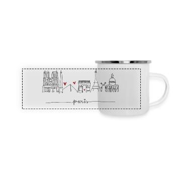 Stadt der Liebe Paris - Panorama Emaille-Tasse - Weiß - Vorne