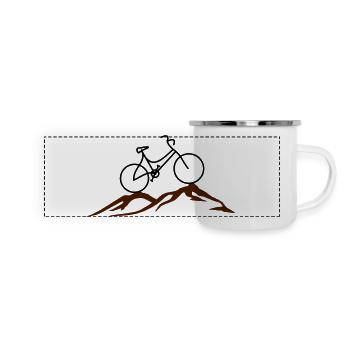 Fahrrad auf Berg - Panorama Emaille-Tasse - Weiß - Vorne