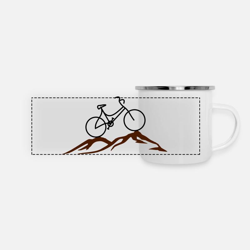 Fahrrad auf Berg - Panorama Emaille-Tasse - Weiß