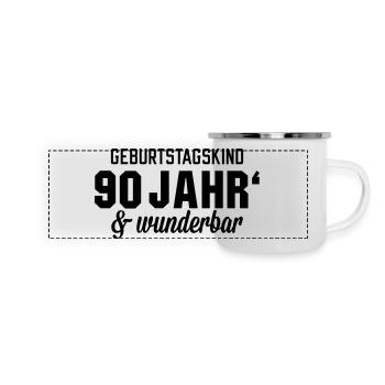 Geburtstagskind 90 wunderbar - Panorama Emaille-Tasse - Weiß - Vorne