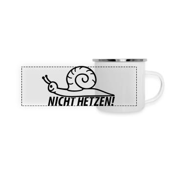 nicht_hetzen_f1 - Panorama Emaille-Tasse - Weiß - Vorne
