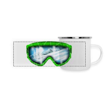 Gletscherblick Neon Goggle Design - Panorama Emaille-Tasse - Weiß - Vorne