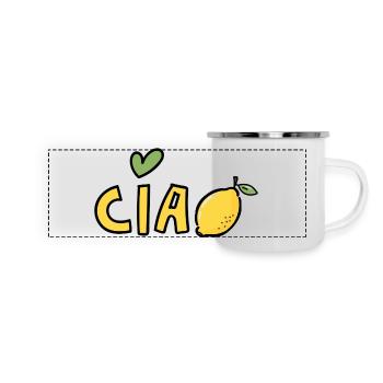Ciao Zitrone Bella Italia Sizilian Dolce Vita - Panorama Emaille-Tasse - Weiß - Vorne