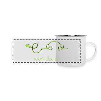 100% Electric – Green Regular Service Car - Panoramic Camper Mug - white - Front