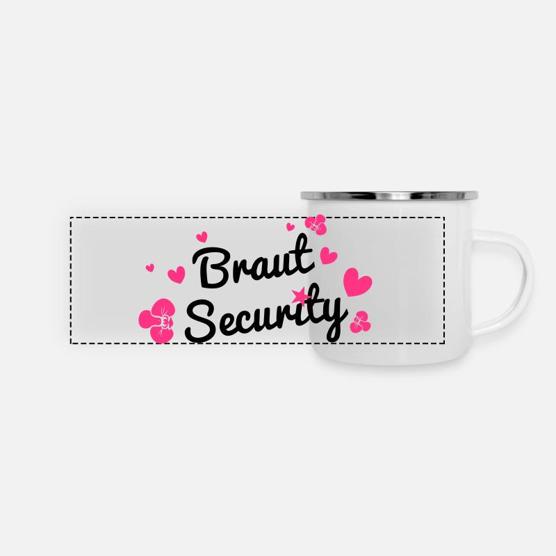 Braut Security - Panorama Emaille-Tasse - Weiß