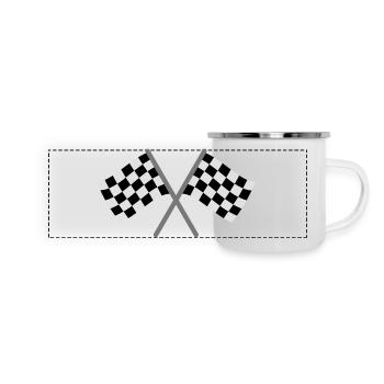 Drapeau à damiers Racing - Mug panoramique émaillé - blanc - Devant