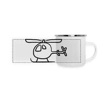 Comic Cartoon Kinder Heli Niedlich - Panorama Emaille-Tasse - Weiß - Vorne