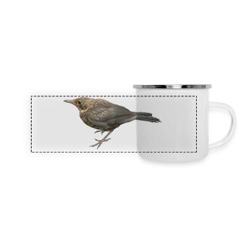 Merle Jeune Oiseau - Mug panoramique émaillé - blanc - Devant