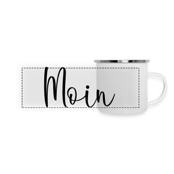 Moin sagen - Panorama Emaille-Tasse - Weiß - Vorne