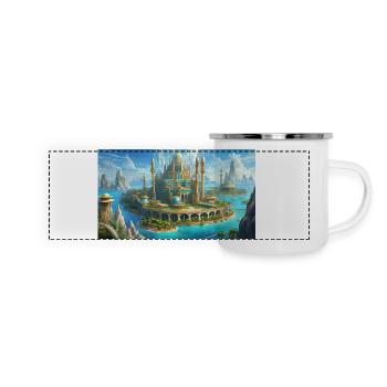 de beaux lieux mythiques – L’Atlantide avant la catastrophe - Mug panoramique émaillé - blanc - Devant