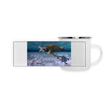 Tortue cadre - Mug panoramique émaillé - blanc - Devant