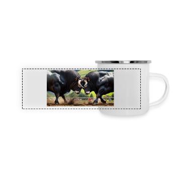 Herens Bulls dominance behaviour - Panoramic Camper Mug - white - Front