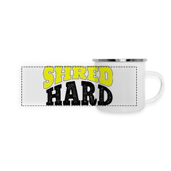 Shred Hard Snowboard Spruch - Panorama Emaille-Tasse - Weiß - Vorne