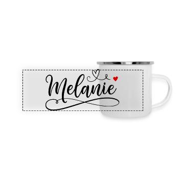 Melanie Last name First name with heart - Panoramic Camper Mug - white - Front