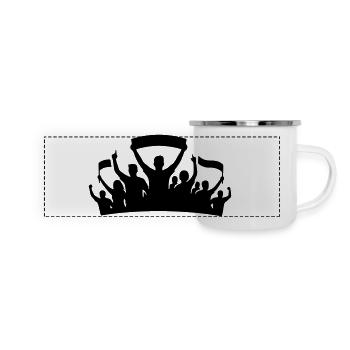 Fans Gruppe Silhouette - Panorama Emaille-Tasse - Weiß - Vorne