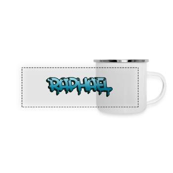 Graffiti-Name Raphael - Panorama Emaille-Tasse - Weiß - Vorne