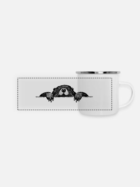 Otter - Panorama Emaille-Tasse - Weiß