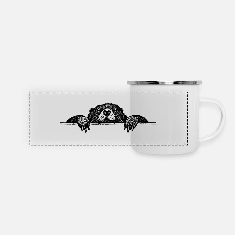 Otter - Panorama Emaille-Tasse - Weiß