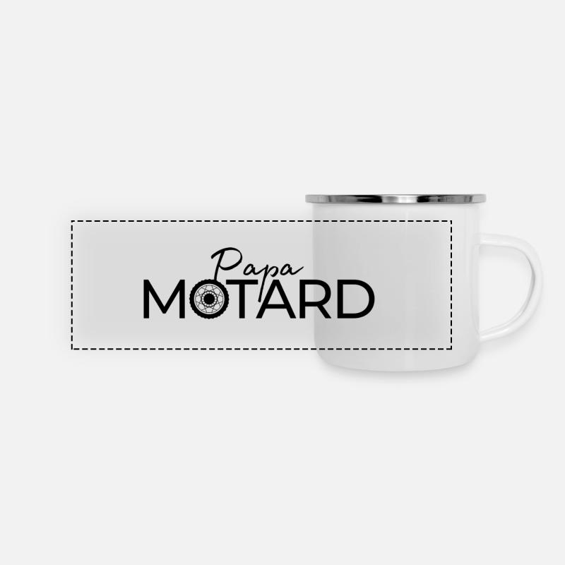 Papa motard - Mug panoramique émaillé - blanc