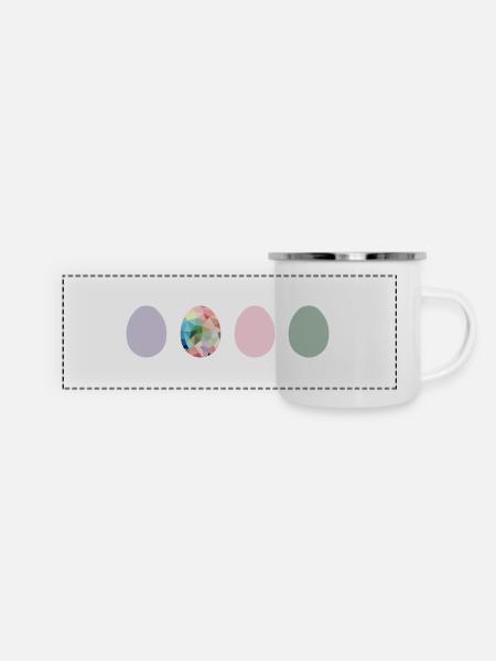 Ostereier - Panorama Emaille-Tasse - Weiß