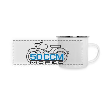 50ccm Moped Spatz Emblem v.2 - Panorama Emaille-Tasse - Weiß - Vorne