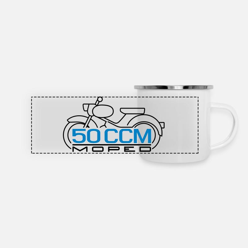 50ccm Moped Spatz Emblem v.2 - Panorama Emaille-Tasse - Weiß