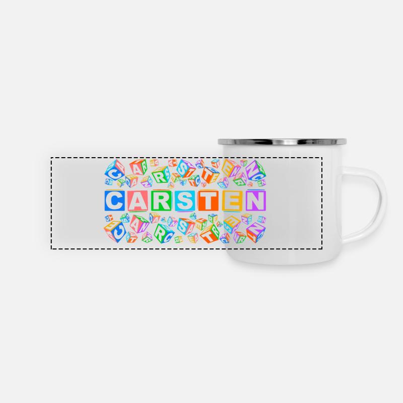 CARSTEN colourful cubes - Panorama Emaille-Tasse - Weiß