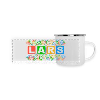 LARS colourful cubes - Panorama Emaille-Tasse - Weiß - Vorne